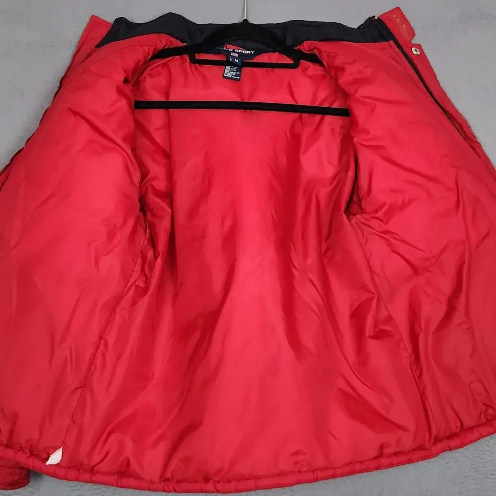 Polo Sport Ralph Lauren Jacket Boys Medium Red Hooded Puffer Nylon Winter Coat